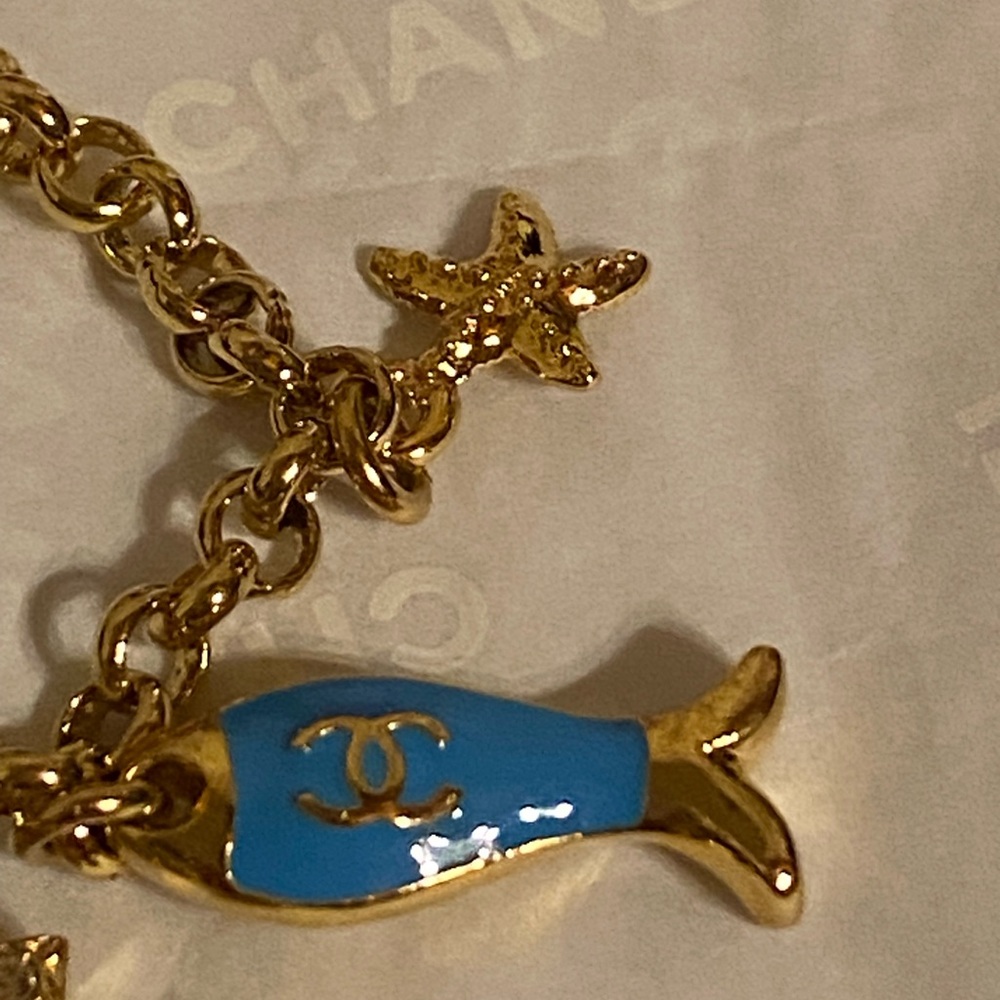 New authentic Chanel Gold and Blue Charm Bracelet - Picture 7 of 15